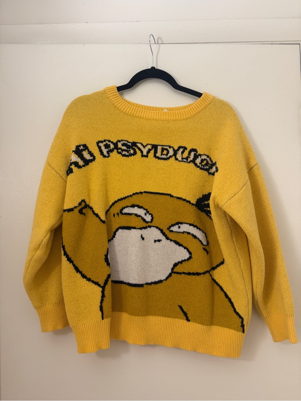 Yellow Psyduck Graphic Knit Sweater
